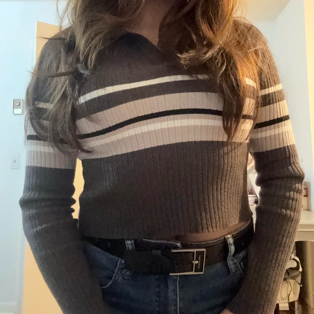 Striped Gray Sweater top
